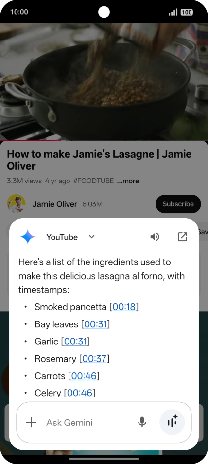 The answer from Gemini to your question is displayed.