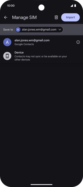 Press the required Google account.