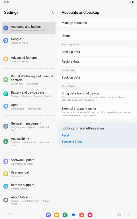 Press Manage accounts.