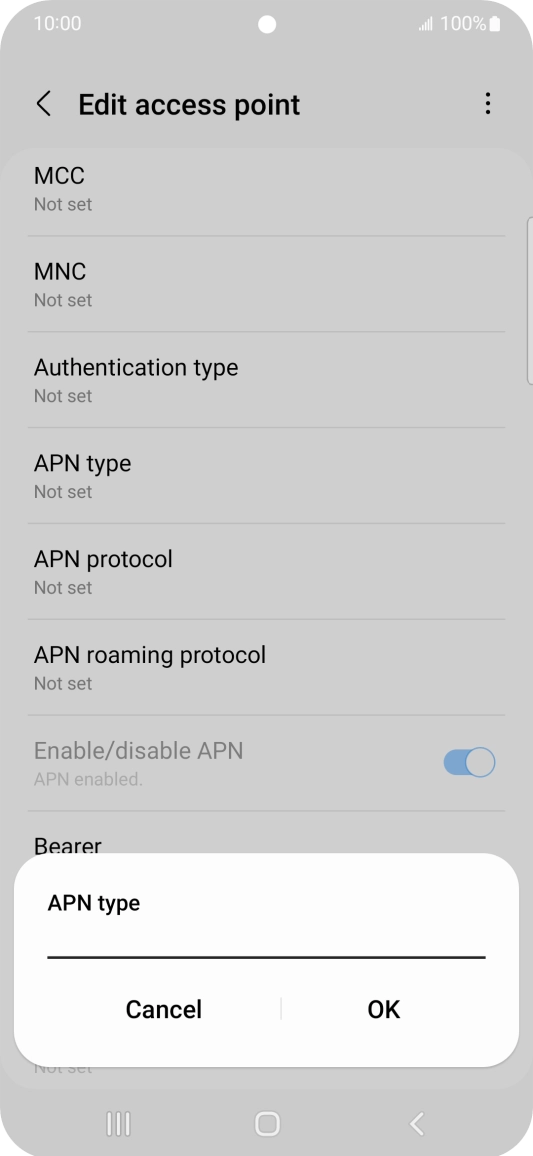 Key in default and press OK.