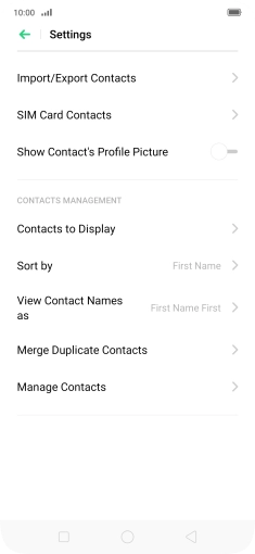 Press SIM Card Contacts.