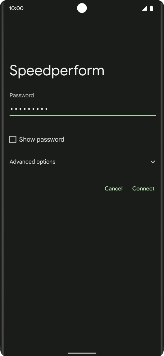 Key in the password for the Wi-Fi network and press Connect.