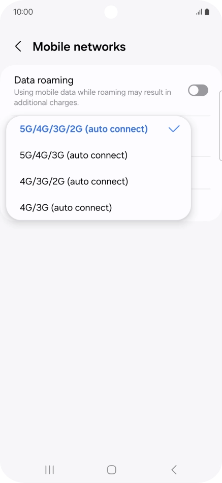 Press the required network mode.