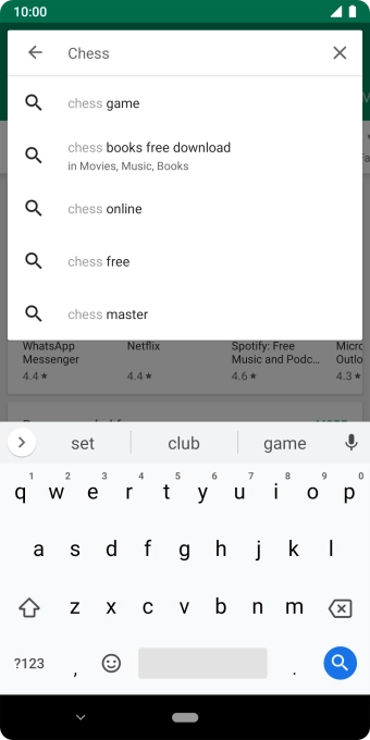 Key in the name or subject of the required app and press the search icon.
