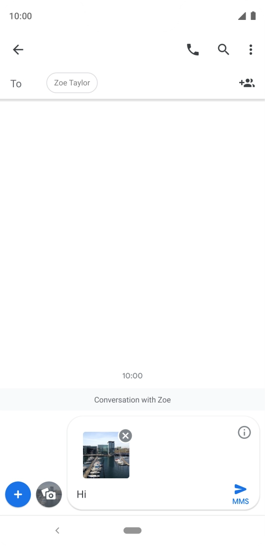 Press the send icon when you've finished your MMS.