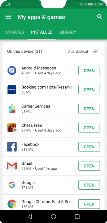 Press the required app.