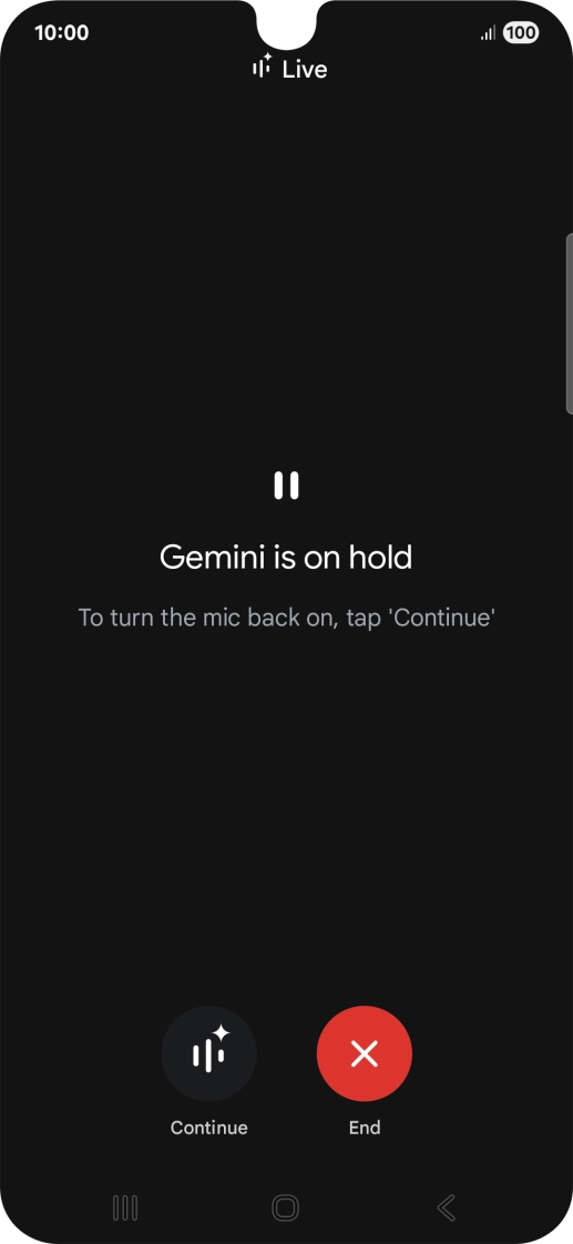 To resume the conversation, press Continue.