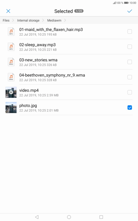 Press the confirm icon.