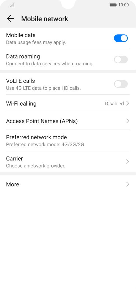 Press Access Point Names (APNs).