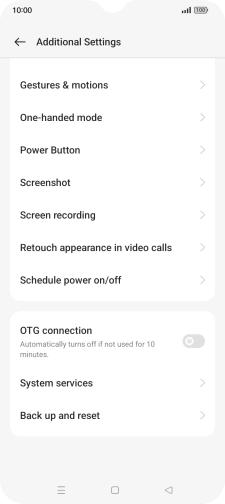 Press Back up and reset.
