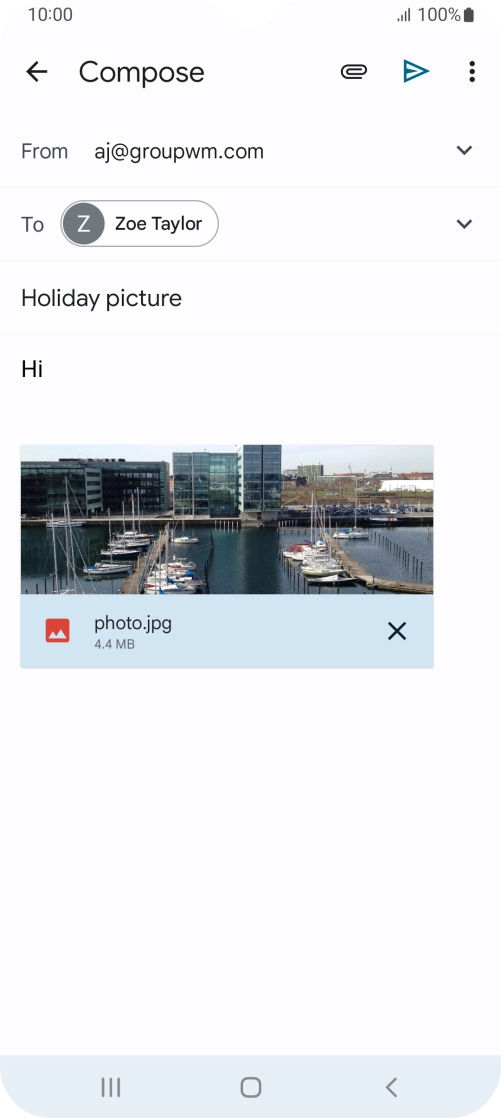 Press the send icon when you've finished your email.