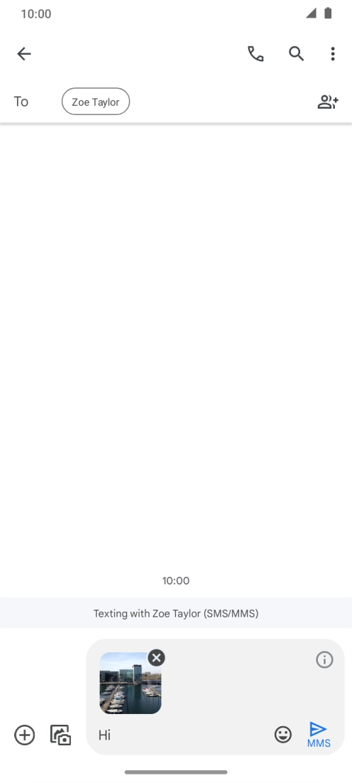 Press the send icon when you've finished your MMS.