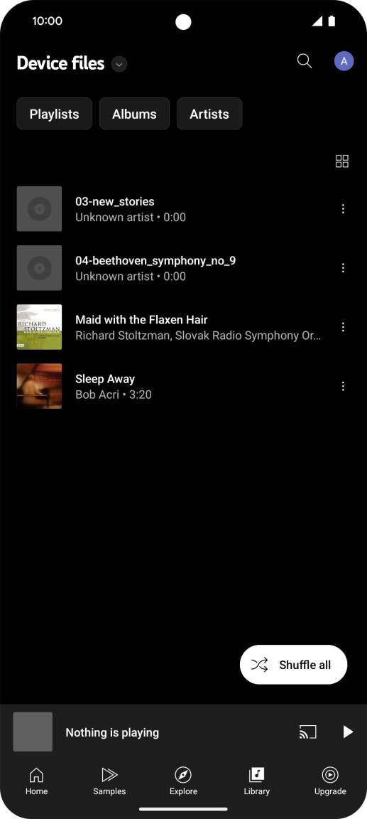 Press the required audio file.
