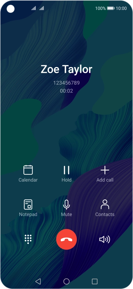 Press the end call icon.