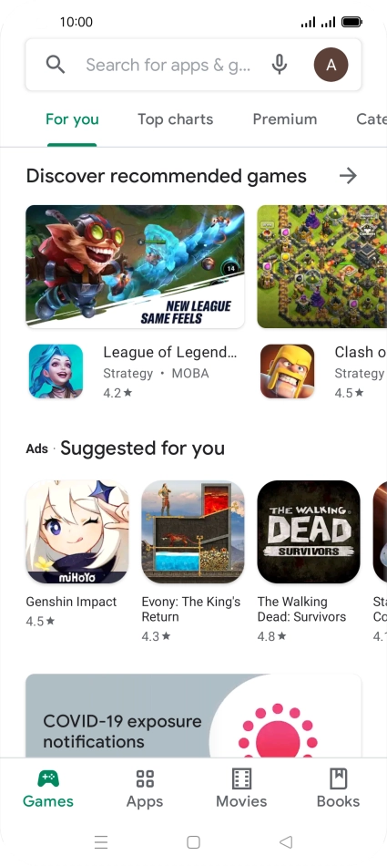 Press the search field.