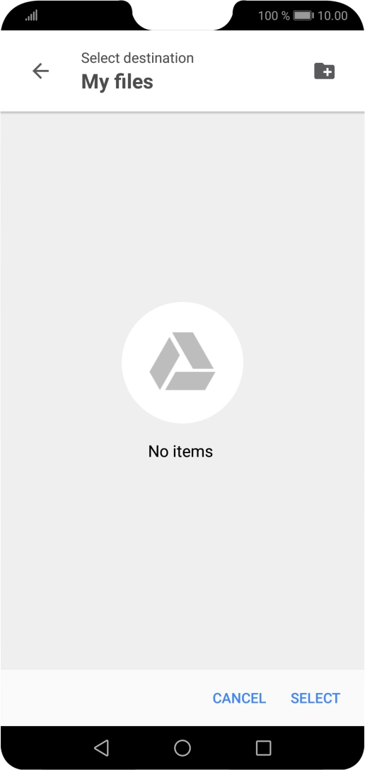 To create a new folder, press the new folder icon and follow the instructions on the screen to create a new folder.