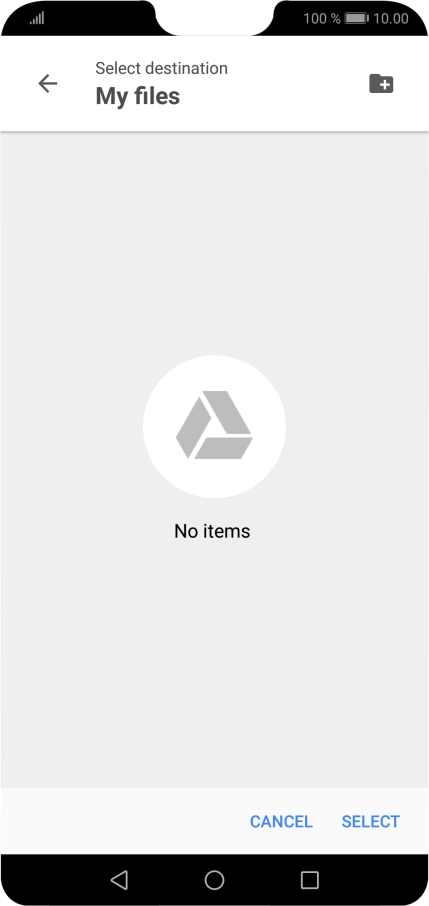To create a new folder, press the new folder icon and follow the instructions on the screen to create a new folder.