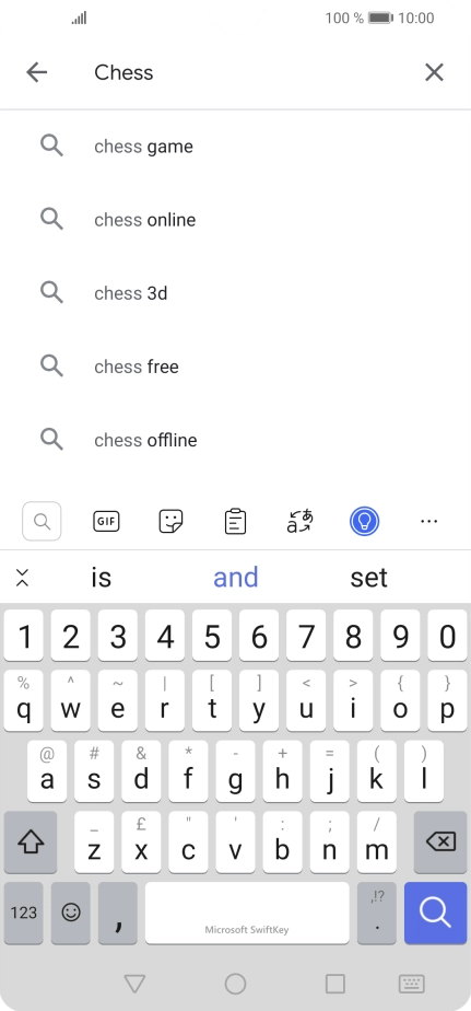 Key in the name or subject of the required app and press the search icon.