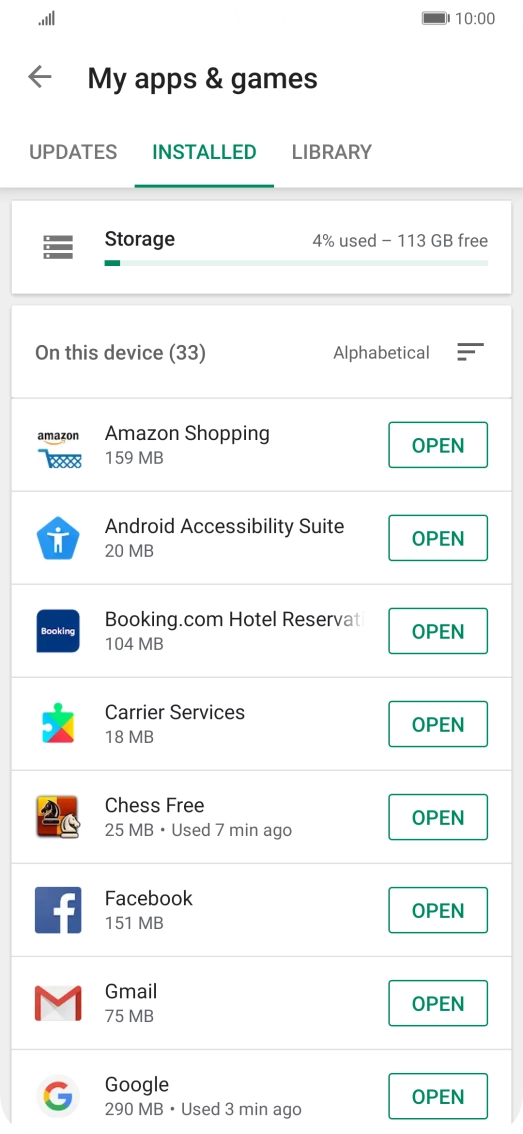 Press the required app.