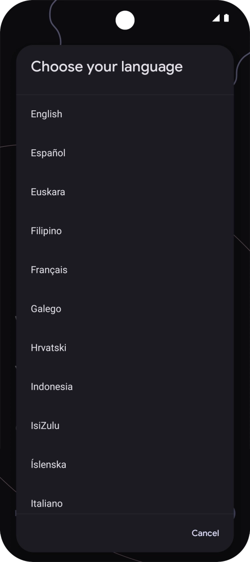 Press the required language.