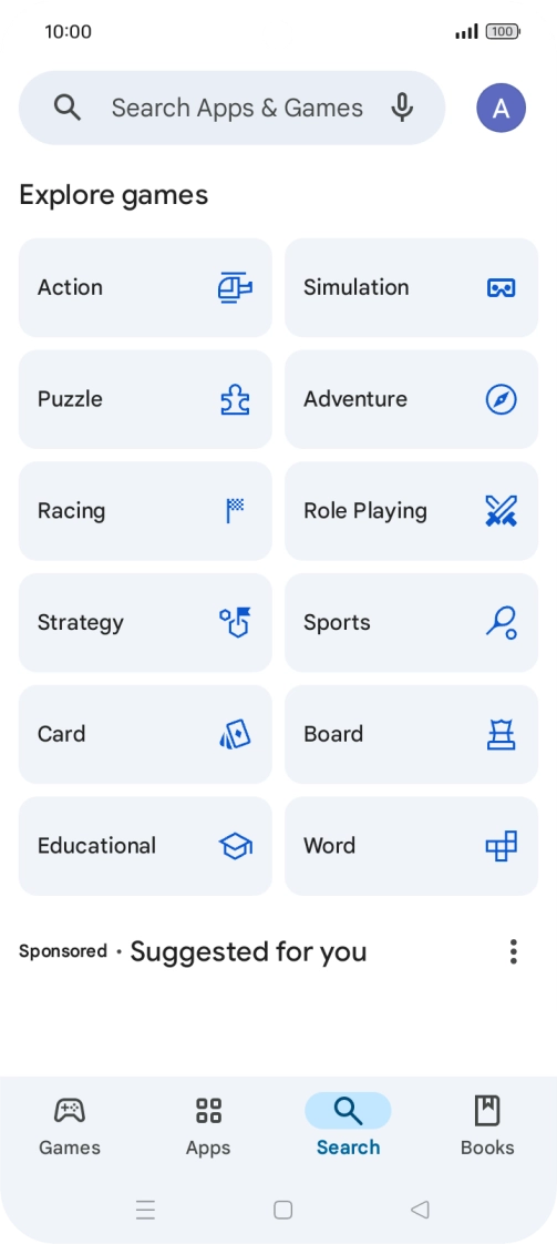 Press the search field.