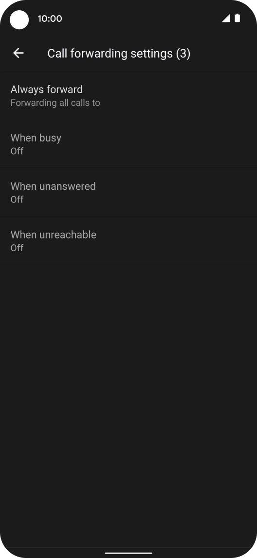 Press the required divert type.