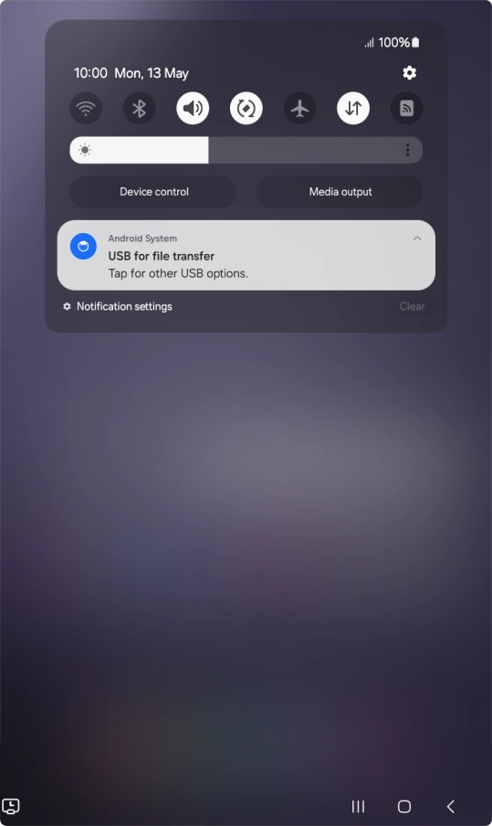 Press Tap for other USB options..