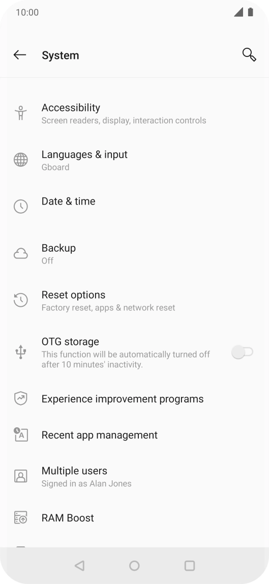 Press Reset options.