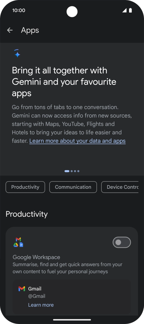 Press the indicator next to the required extension to turn on the function.