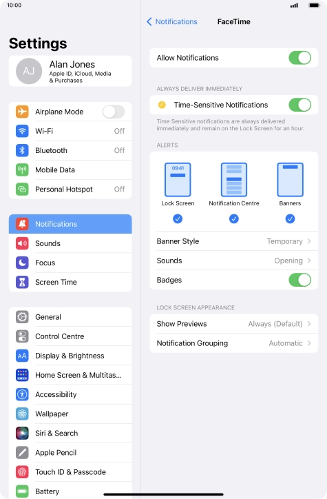 Press the indicator next to 