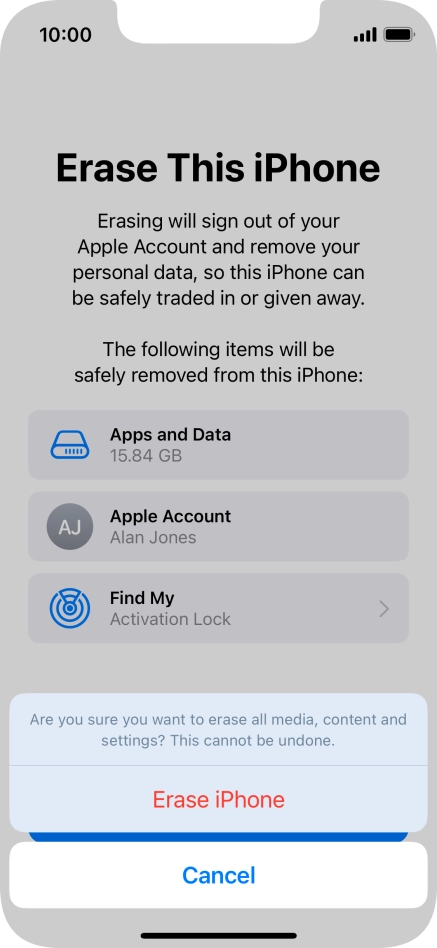 Press Erase iPhone.