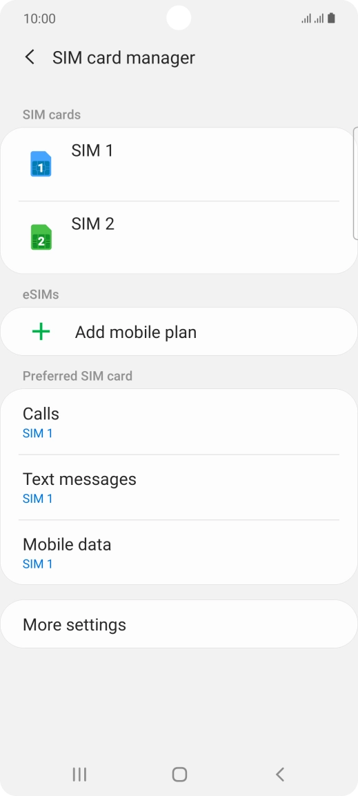 Press the required SIM.