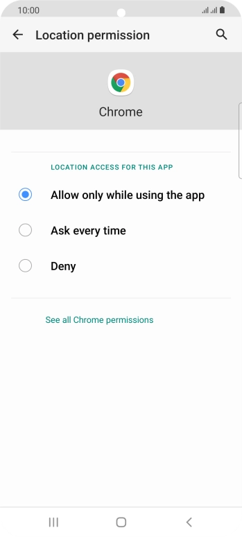 Press the required setting.