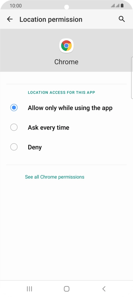 Press the required setting.