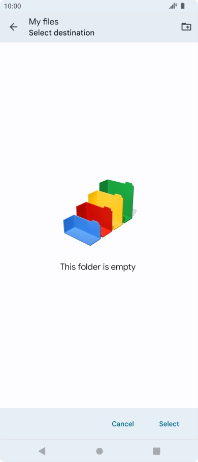 To create a new folder, press the new folder icon and follow the instructions on the screen to create a new folder.