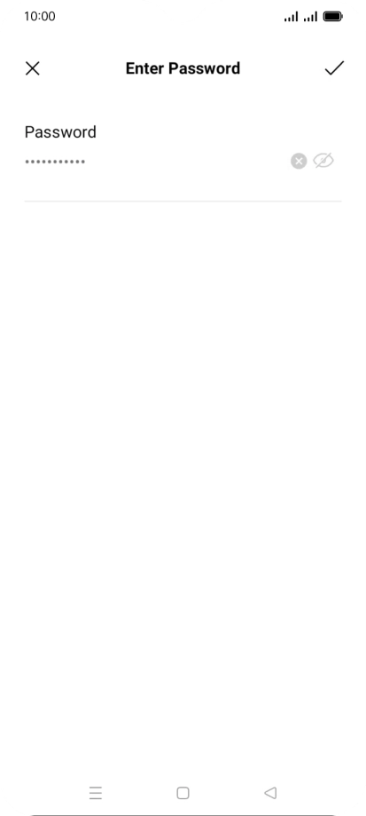 Key in the password for the Wi-Fi network and press the confirm icon.