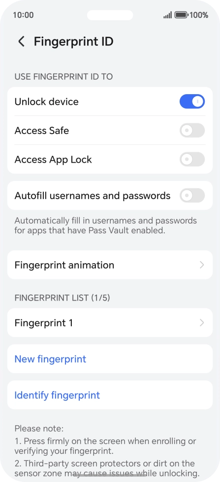 Press the required settings.