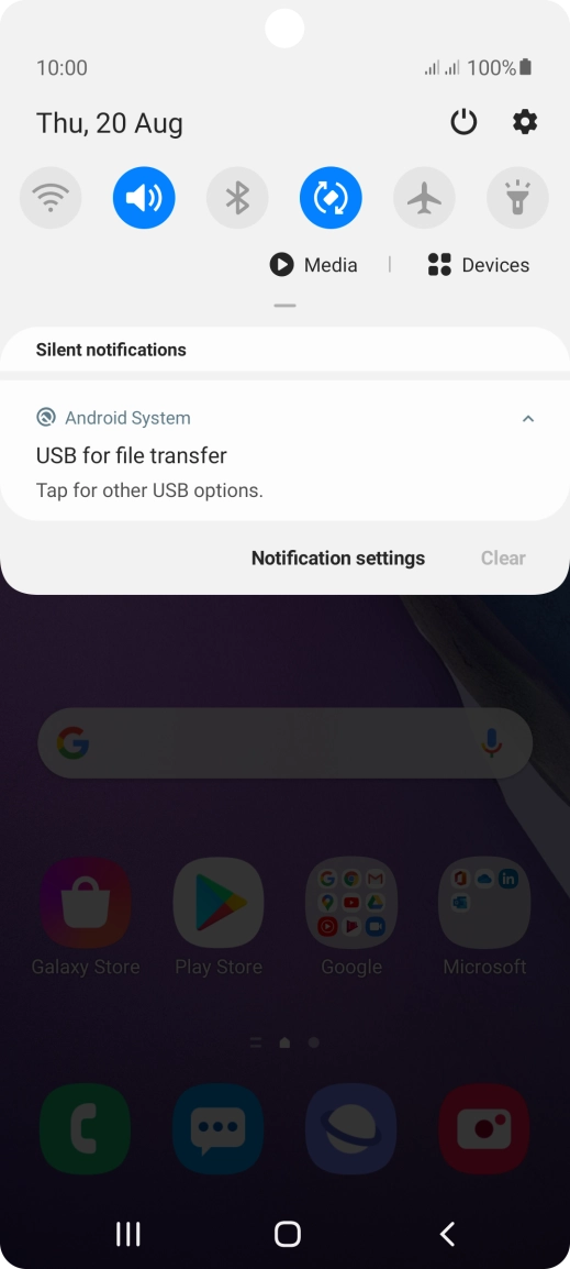 Press Tap for other USB options..