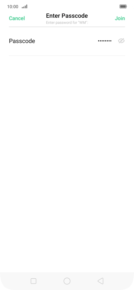 Key in the password for the Wi-Fi network and press Join.