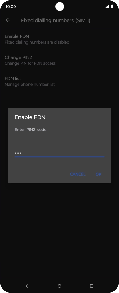 Key in your PIN2 and press OK. The default PIN2 is 0000.