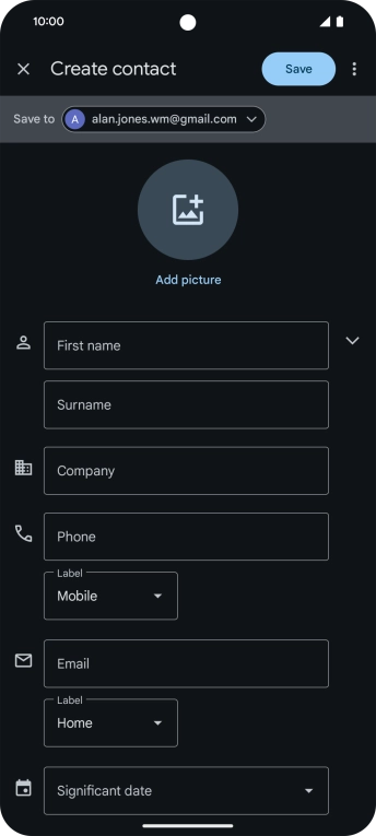 Press the address book drop down list.