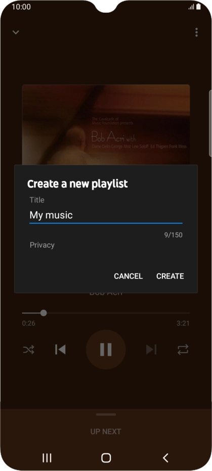Key in a name for the playlist and press CREATE.