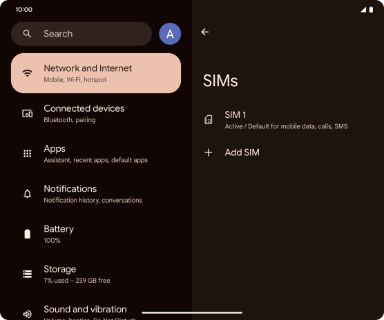 Press the name of the SIM.
