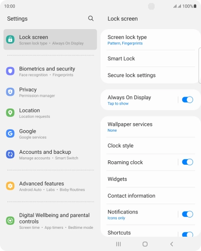 Press Screen lock type and key in the additional phone lock code you created earlier.