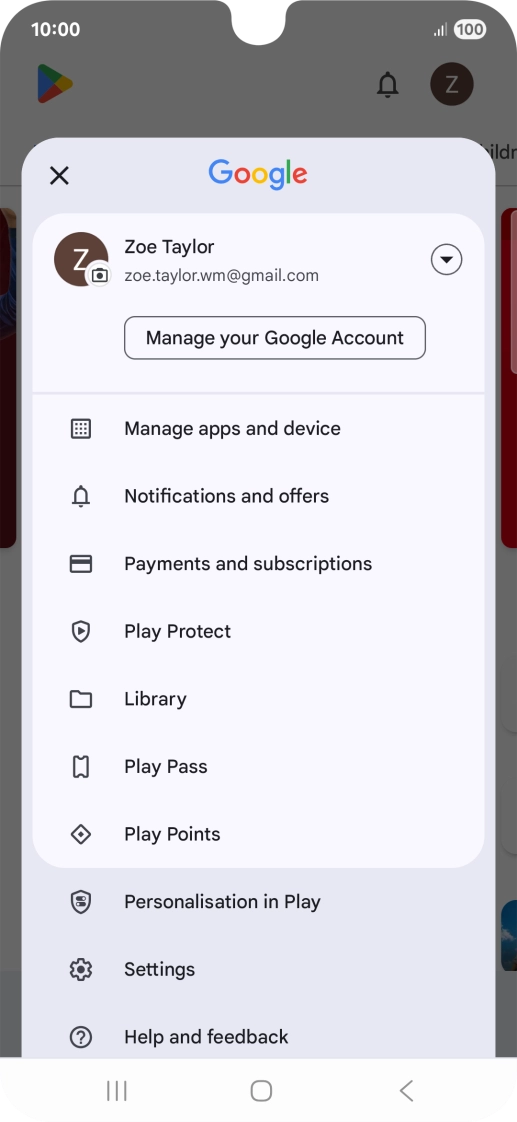 Press Manage apps and device.