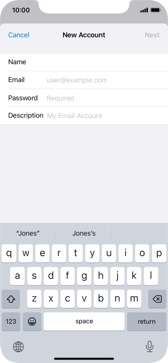 Press Email and key in your email address.