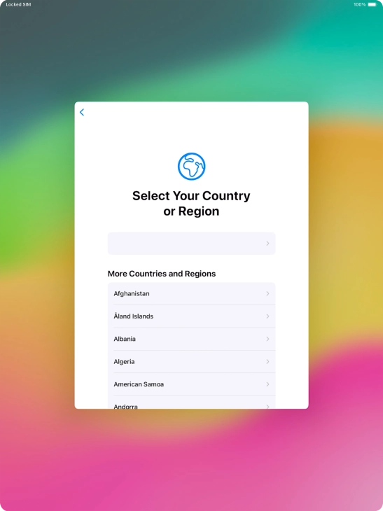 Press the required country or area.