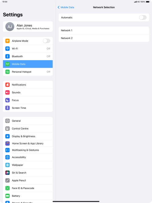 If you turn off the function, press the required network.