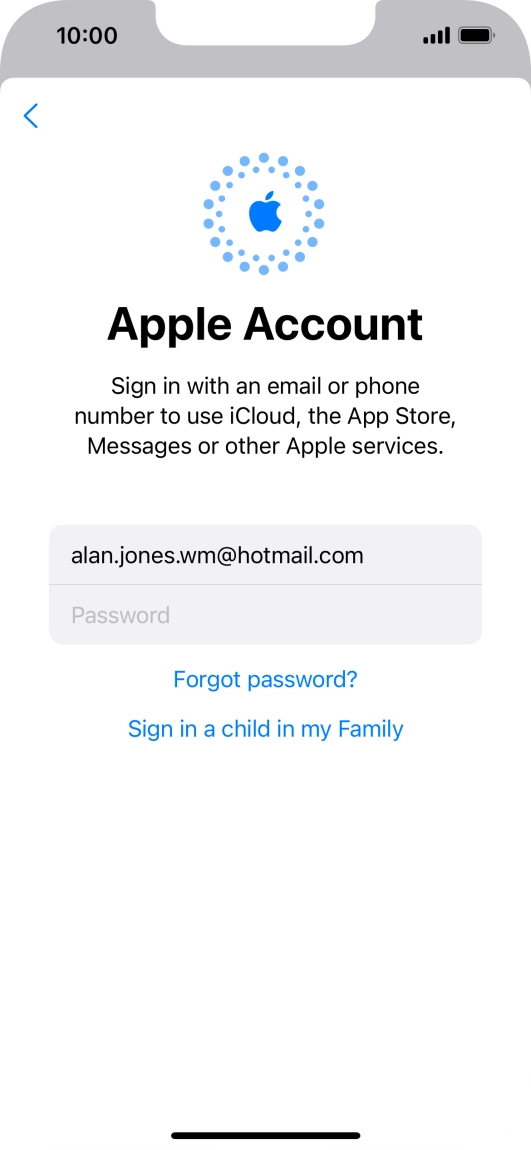 Press Password and key in the password for your Apple ID.