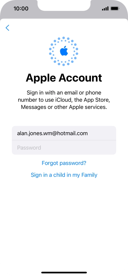Press Password and key in the password for your Apple ID.